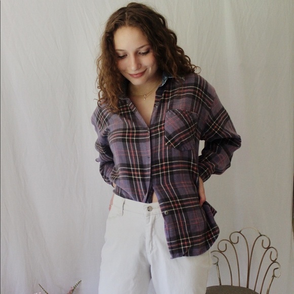 Tops - Purple Flannel with denim collar